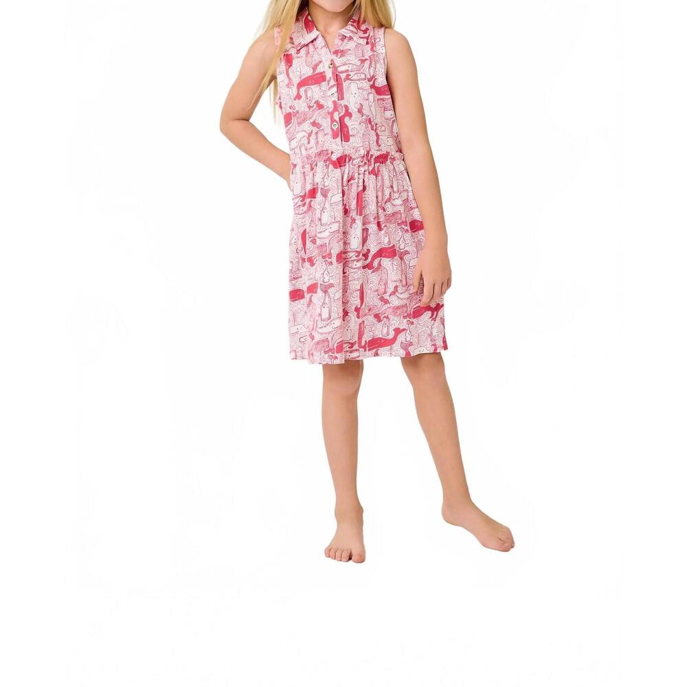 Lilly Pulitzer Pink and White Sleeveless Printed Cotton Dress